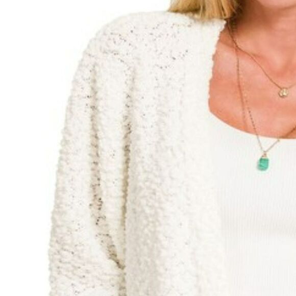 NEW! ⭐️Zenana Zenana Long Sleeve Popcorn Sweater Cardigan - Picture 3 of 6